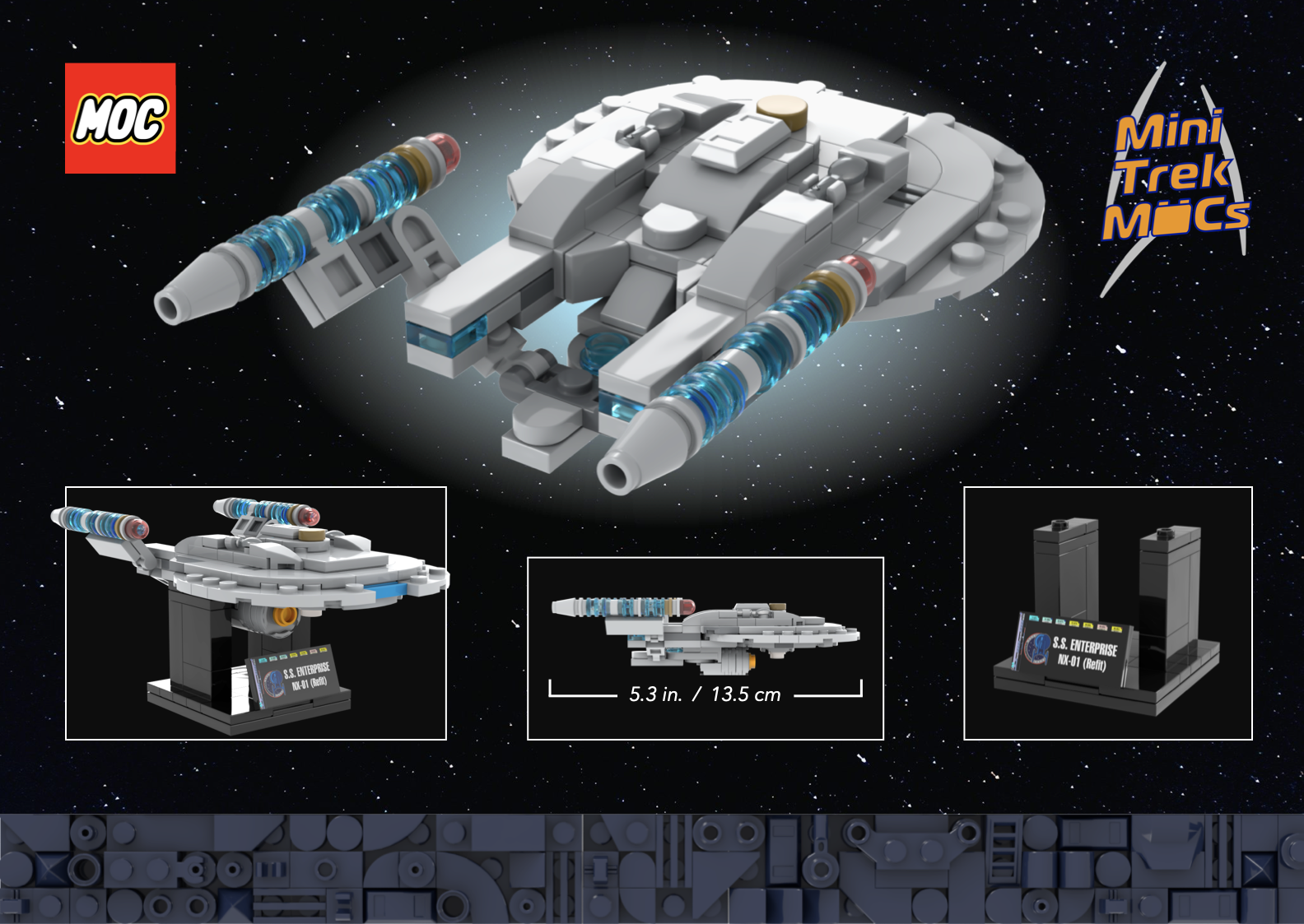 Enterprise NX-01 & Refit — 175-piece LEGO Star Trek MOC | MiniTrekMOCs